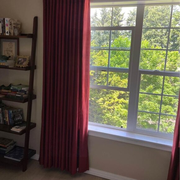 4 Panels 48W x 84L Red West Elm SILK Drapes. LIGHT FILTERING - Picture 2 of 6
